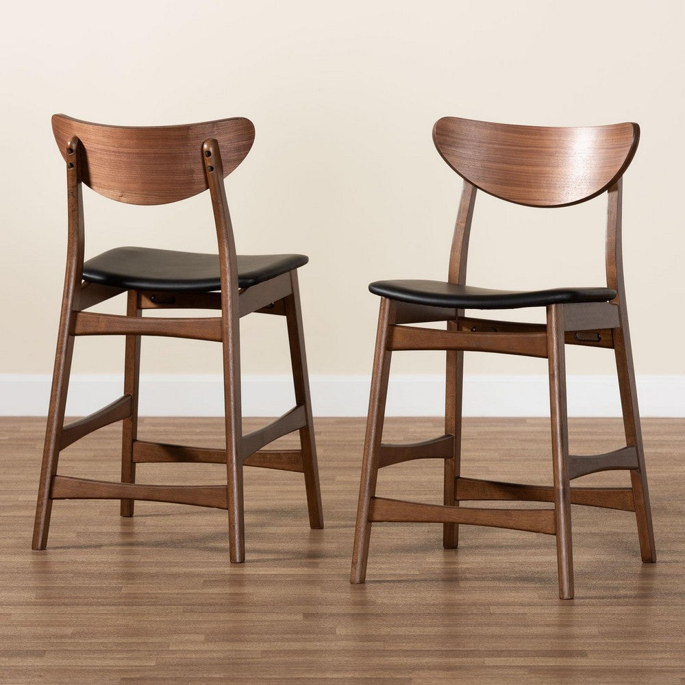 Baxton Studio - Latina Set of 2 Bar Stools in Black - Latina Barstool-Black PVC view 8
