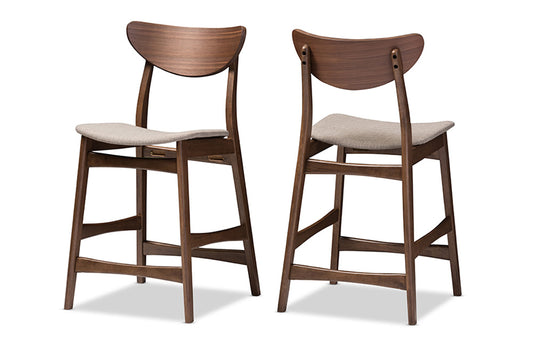 Baxton Studio - Latina Set of 2 Bar Stools in Light Grey - Latina Barstool-Light Grey view 1