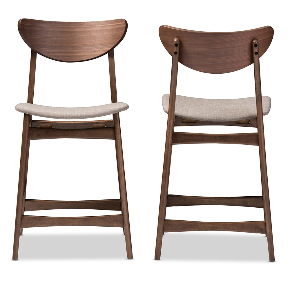 Baxton Studio - Latina Set of 2 Bar Stools in Light Grey - Latina Barstool-Light Grey view 2