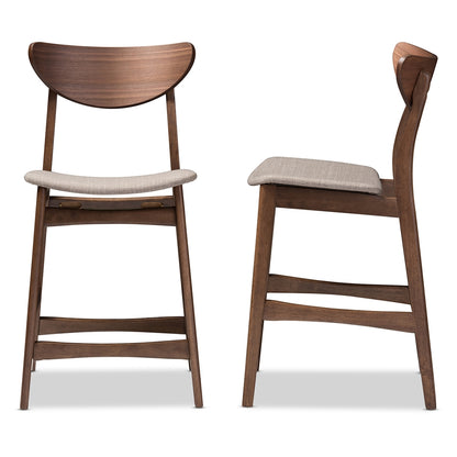 Baxton Studio - Latina Set of 2 Bar Stools in Light Grey - Latina Barstool-Light Grey view 3