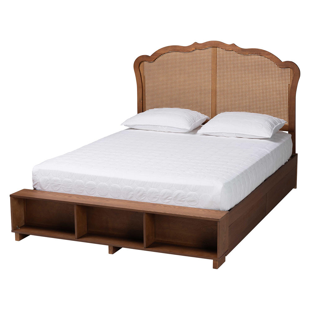 Baxton Studio - Latrell Queen Bed w/ Headboard in Walnut Brown - MG9773-1/6001-1S-Queen view 1