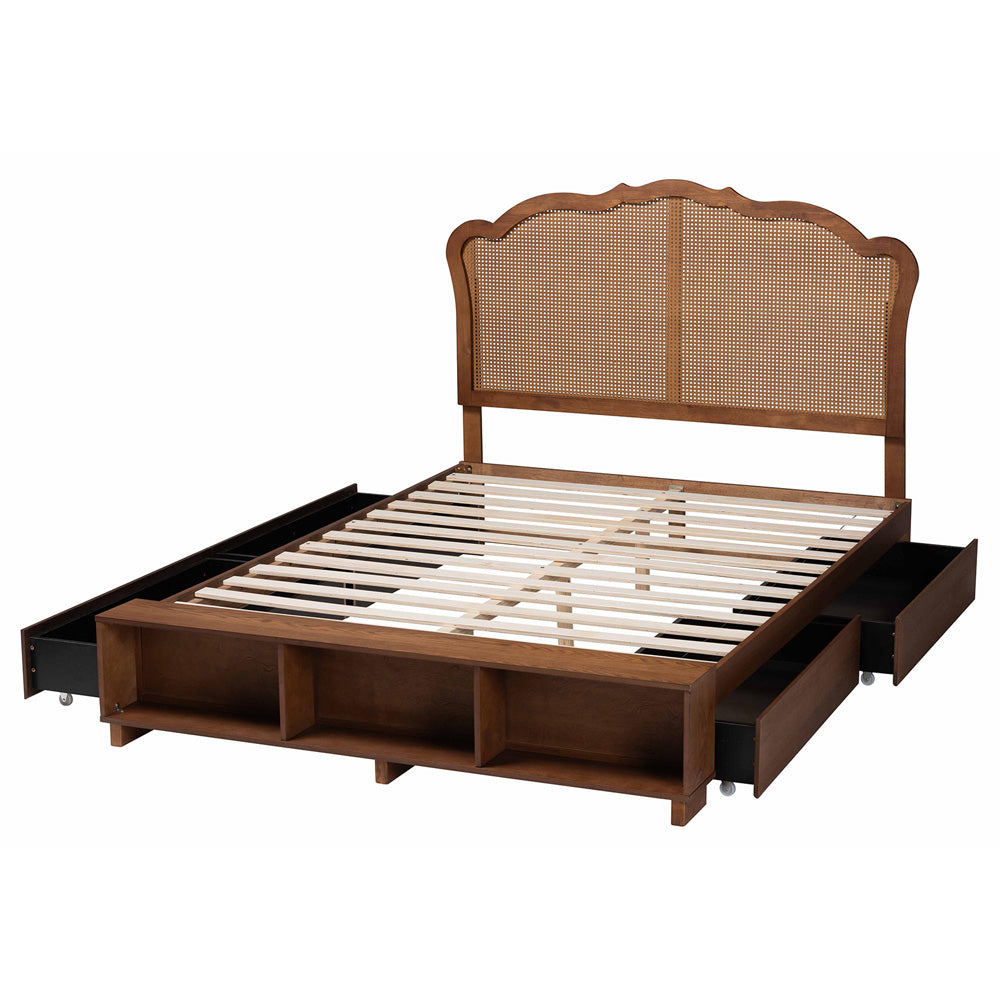 Baxton Studio - Latrell Queen Bed w/ Headboard in Walnut Brown - MG9773-1/6001-1S-Queen view 5