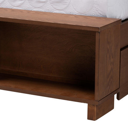 Baxton Studio - Latrell Queen Bed w/ Headboard in Walnut Brown - MG9773-1/6001-1S-Queen view 8