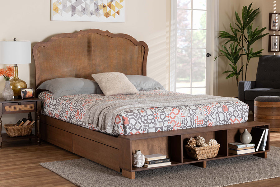 Baxton Studio - Latrell Queen Bed w/ Headboard in Walnut Brown - MG9773-1/6001-1S-Queen view 10