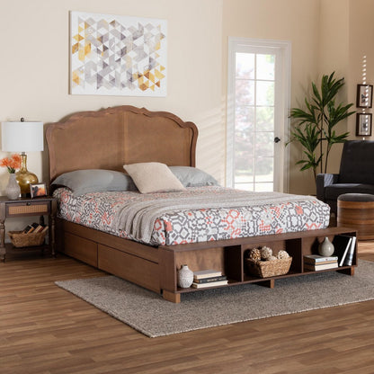 Baxton Studio - Latrell Queen Bed w/ Headboard in Walnut Brown - MG9773-1/6001-1S-Queen view 11