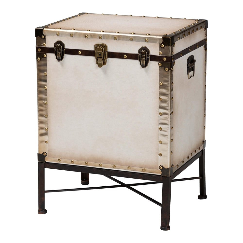 Baxton Studio - Laura End Table in White/Bronze/Black - JY23B237-Open Box Laura White-ET view 1