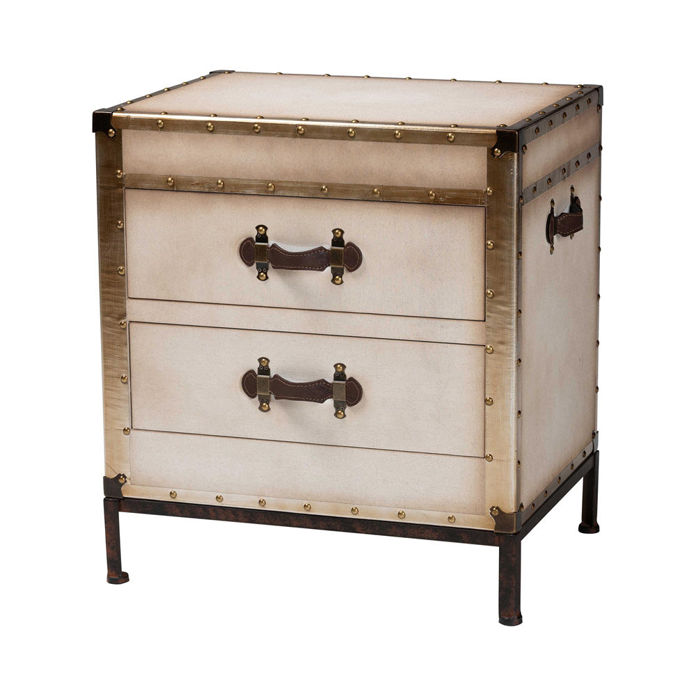 Baxton Studio - Laura End Table in White/Coffee/Black - JY23B236-Laura-White Trunk-ET view 1