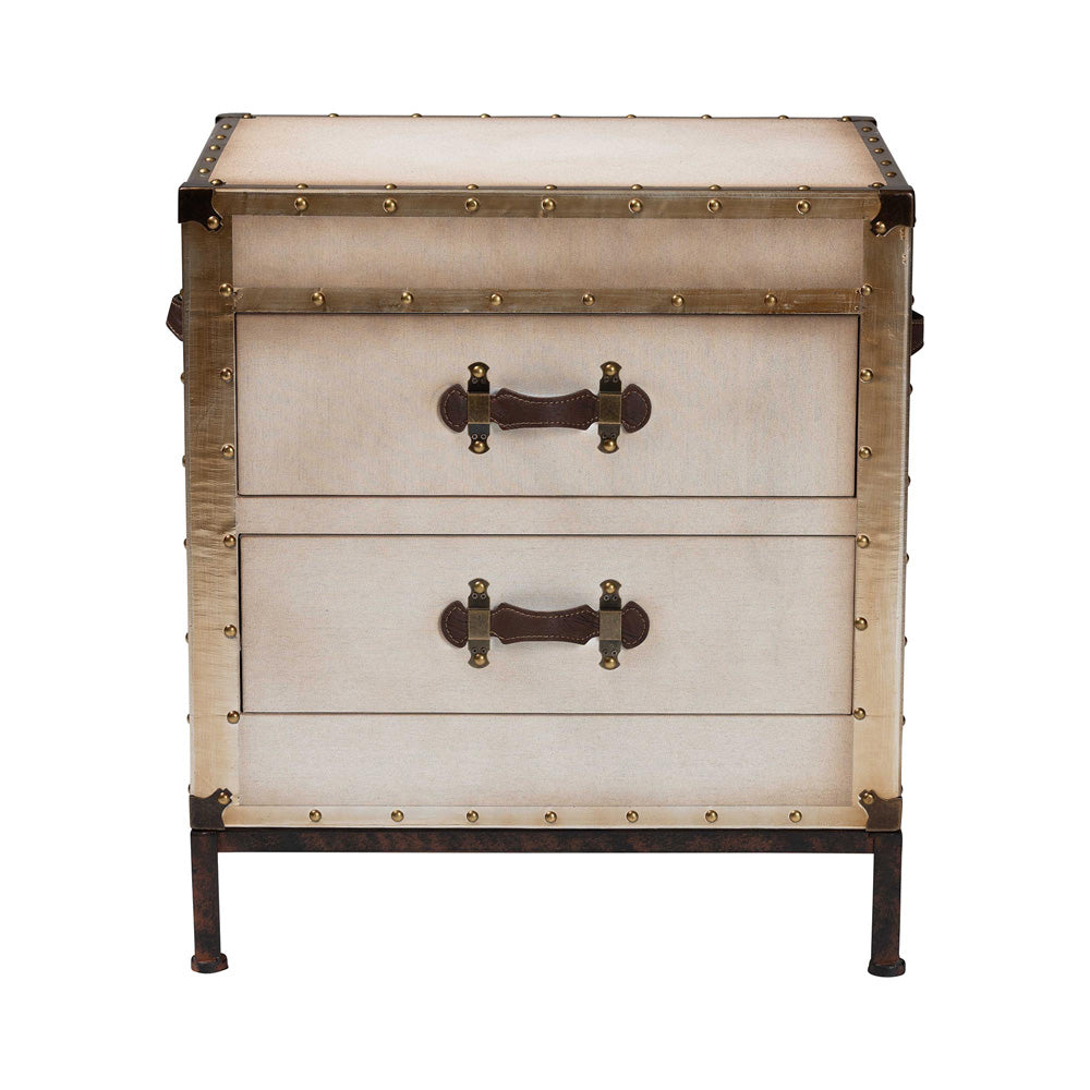 Baxton Studio - Laura End Table in White/Coffee/Black - JY23B236-Laura-White Trunk-ET view 3