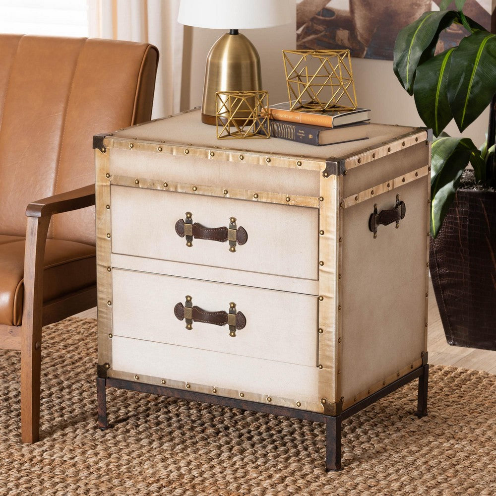 Baxton Studio - Laura End Table in White/Coffee/Black - JY23B236-Laura-White Trunk-ET view 8