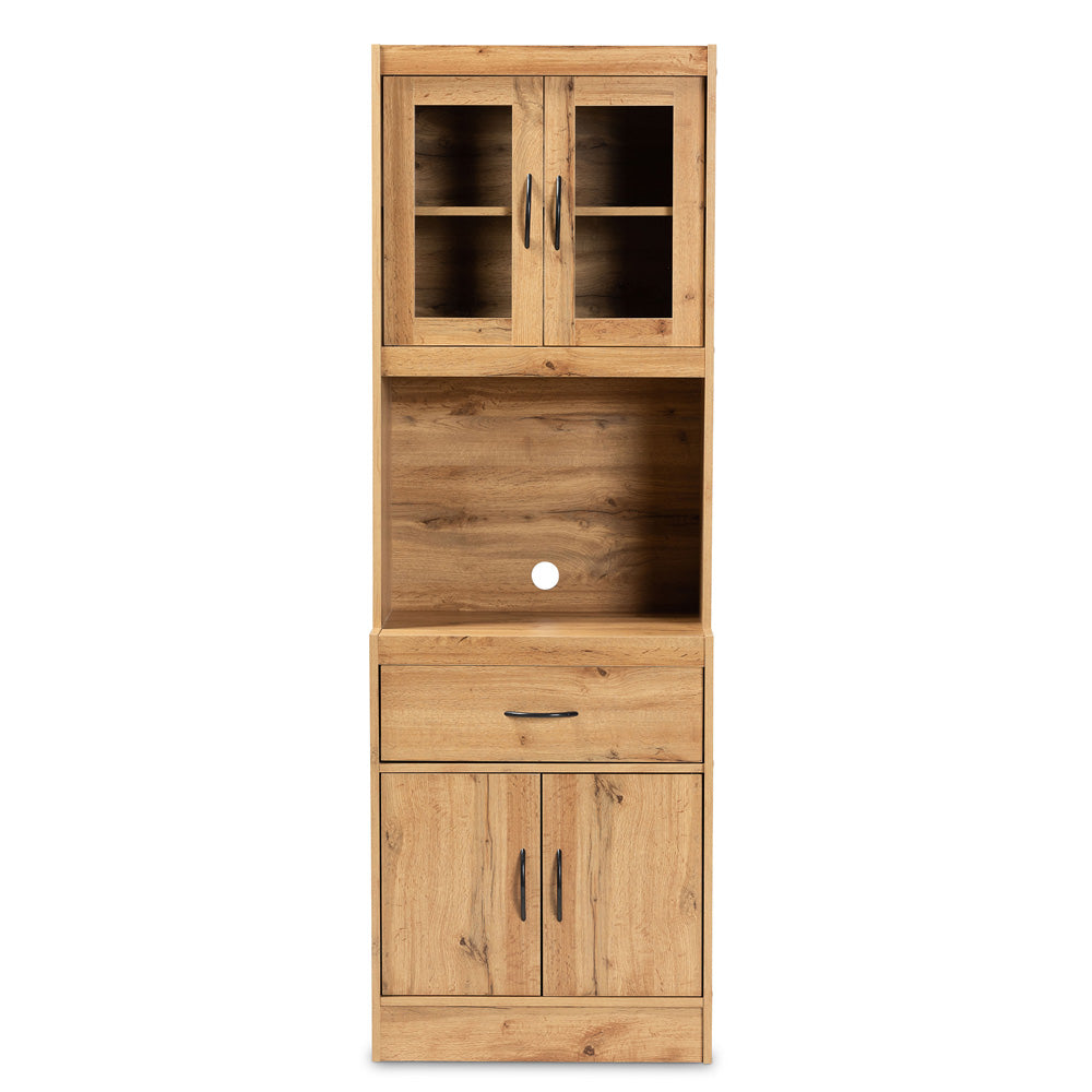 Baxton Studio - Laurana Kitchen Cabinet/Hutch in Oak Brown - WS883200-Wotan Oak view 3