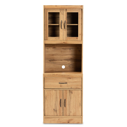 Baxton Studio - Laurana Kitchen Cabinet/Hutch in Oak Brown - WS883200-Wotan Oak view 3