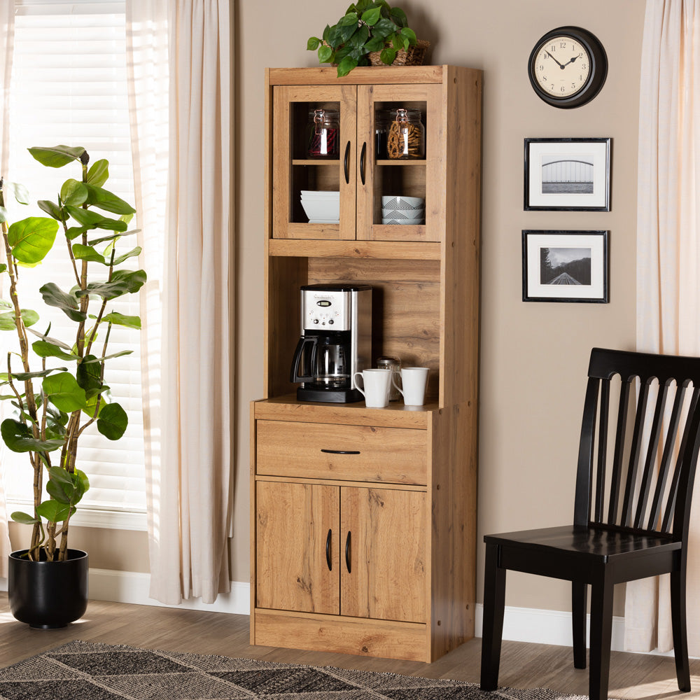 Baxton Studio - Laurana Kitchen Cabinet/Hutch in Oak Brown - WS883200-Wotan Oak view 6