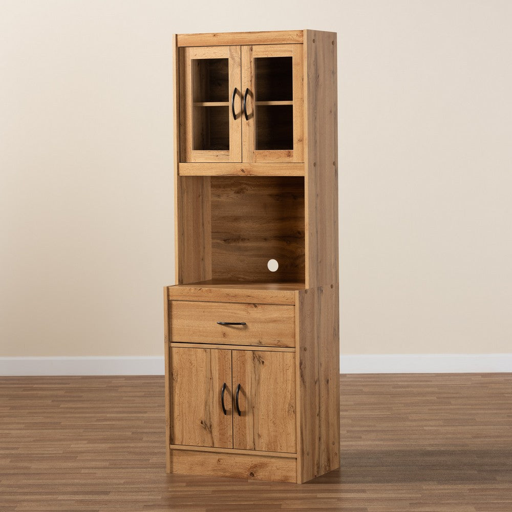 Baxton Studio - Laurana Kitchen Cabinet/Hutch in Oak Brown - WS883200-Wotan Oak view 7