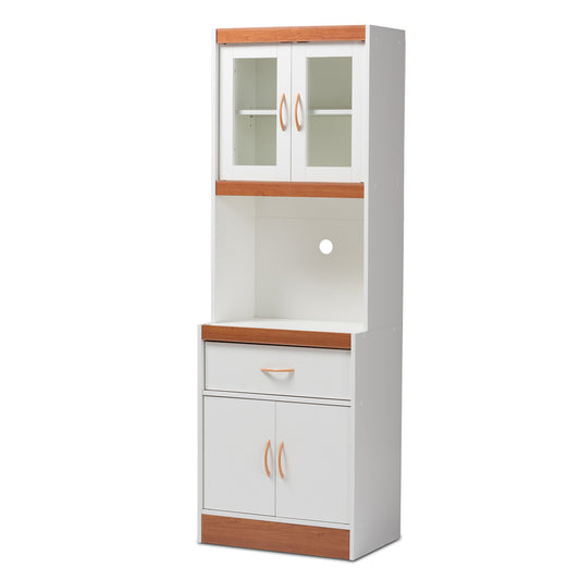 Baxton Studio - Laurana Kitchen Cabinet in White/Cherry Brown - WS883200-White/Cherry view 1