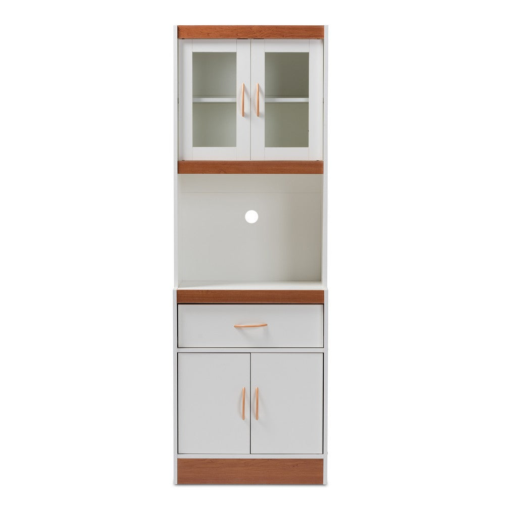 Baxton Studio - Laurana Kitchen Cabinet in White/Cherry Brown - WS883200-White/Cherry view 3