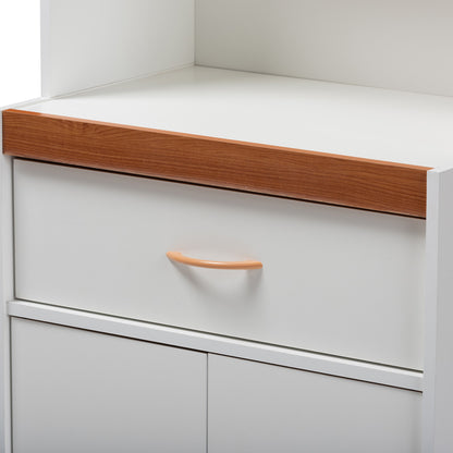 Baxton Studio - Laurana Kitchen Cabinet in White/Cherry Brown - WS883200-White/Cherry view 5