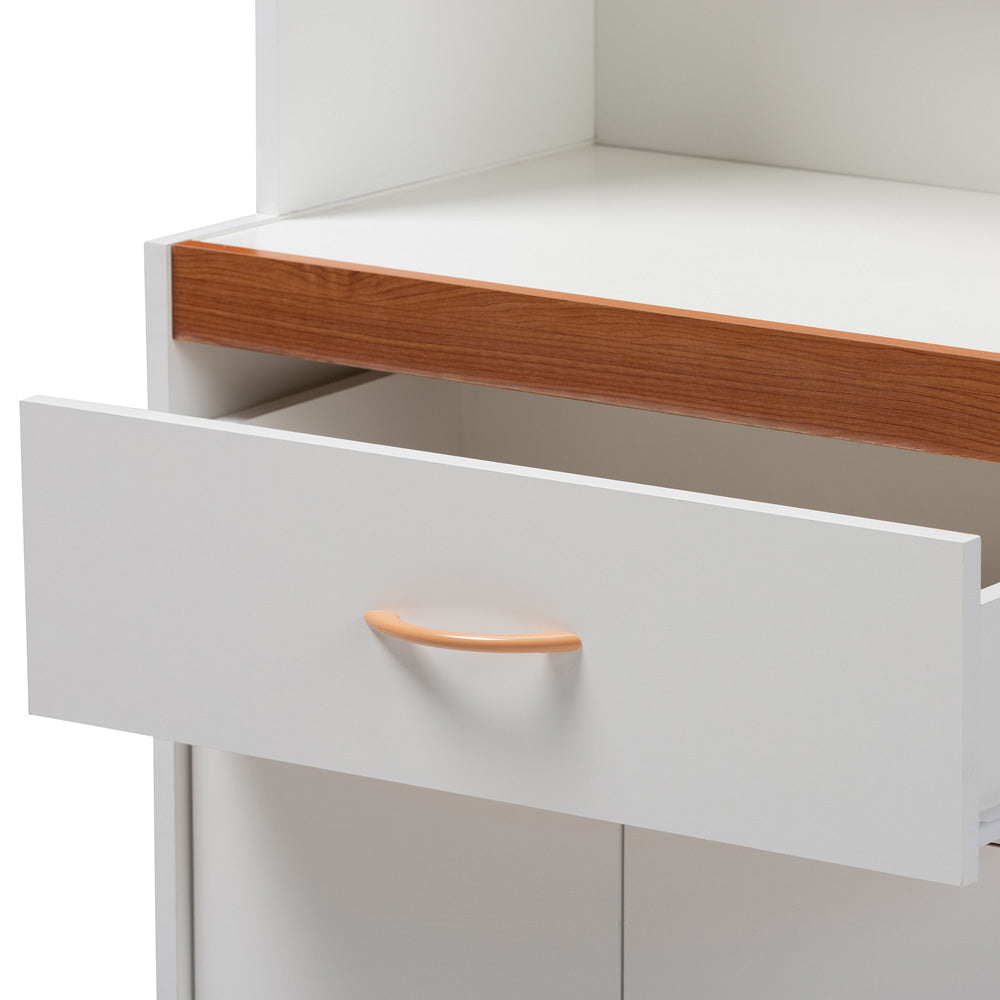 Baxton Studio - Laurana Kitchen Cabinet in White/Cherry Brown - WS883200-White/Cherry view 6