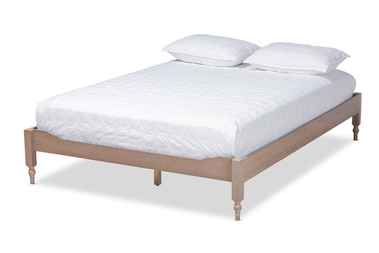 Baxton Studio - Laure Full Size Bed Frame - MG0011-Antique Oak-Full view 1