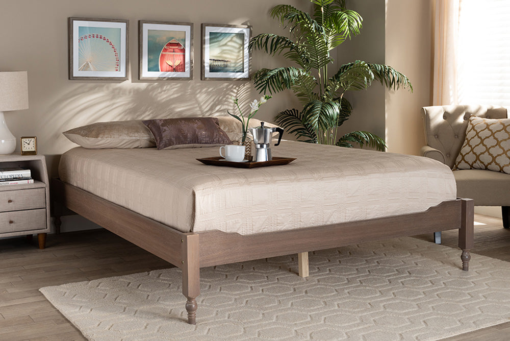 Baxton Studio - Laure Full Size Bed Frame - MG0011-Antique Oak-Full view 5