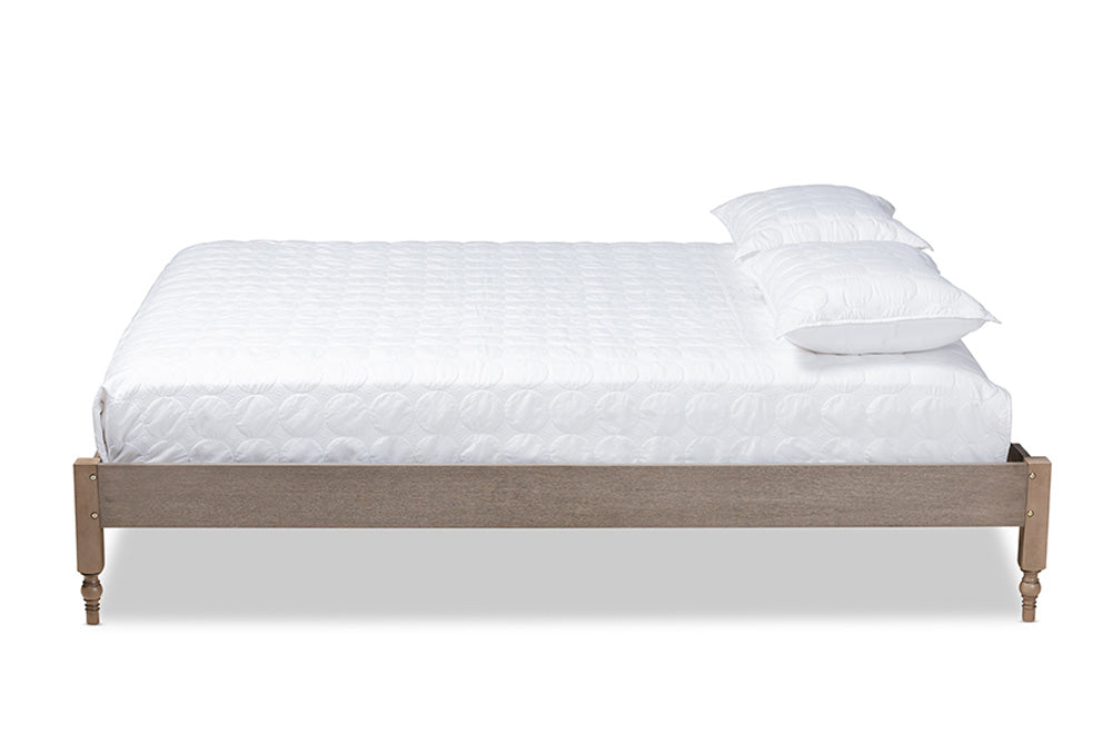 Baxton Studio - Laure Full Size Bed Frame - MG0011-Weather Grey-Full view 2