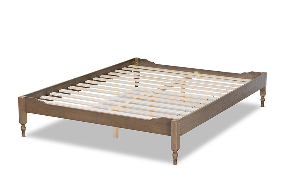Baxton Studio - Laure Full Size Bed Frame - MG0011-Weather Grey-Full view 3