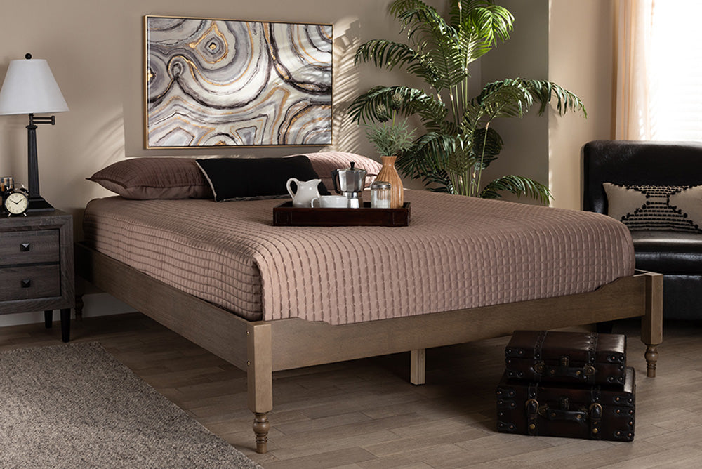 Baxton Studio - Laure Full Size Bed Frame - MG0011-Weather Grey-Full view 5