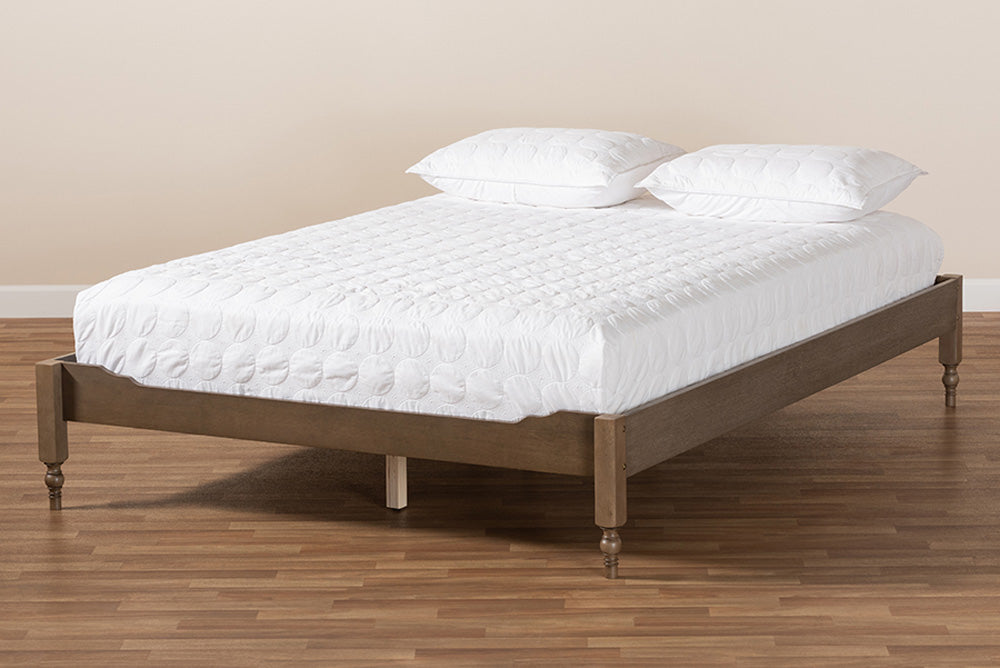 Baxton Studio - Laure Full Size Bed Frame - MG0011-Weather Grey-Full view 6