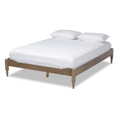 Baxton Studio - Laure Queen Size Bed Frame in Weathered Grey - MG0011-Weather Grey-Queen view 1