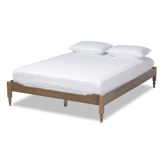 Baxton Studio - Laure Queen Size Bed Frame in Weathered Grey - MG0011-Weather Grey-Queen view 1
