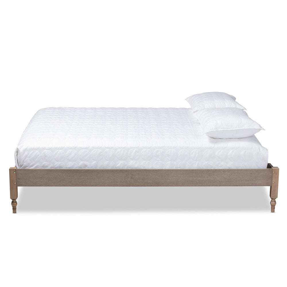 Baxton Studio - Laure Queen Size Bed Frame in Weathered Grey - MG0011-Weather Grey-Queen view 2
