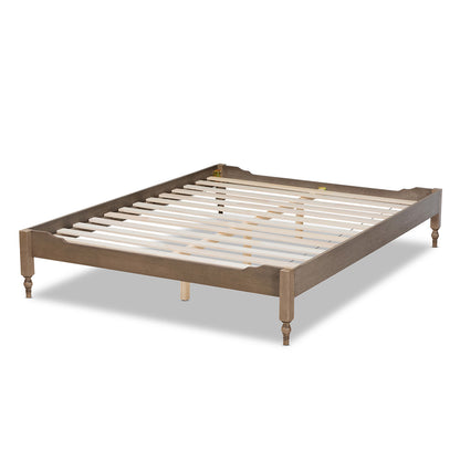 Baxton Studio - Laure Queen Size Bed Frame in Weathered Grey - MG0011-Weather Grey-Queen view 3