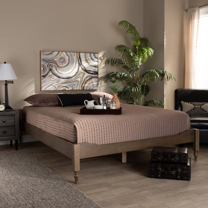 Baxton Studio - Laure Queen Size Bed Frame in Weathered Grey - MG0011-Weather Grey-Queen view 5