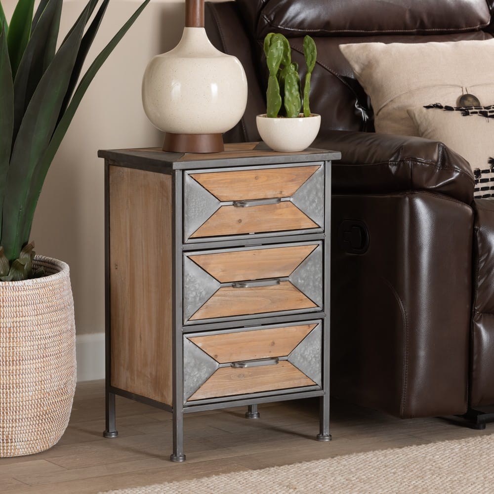 Baxton Studio - Laurel End Table in Grey/Oak Brown - AM19135-Oak/Grey-ET view 6