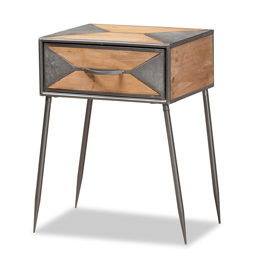 Baxton Studio - Laurel End Table in Grey/Oak Brown - AM19137-Oak/Grey-ET view 1