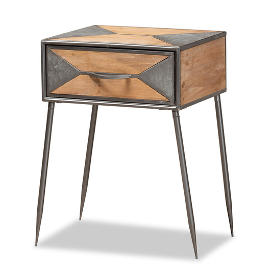 Baxton Studio - Laurel End Table in Grey/Oak Brown - AM19137-Oak/Grey-ET view 1