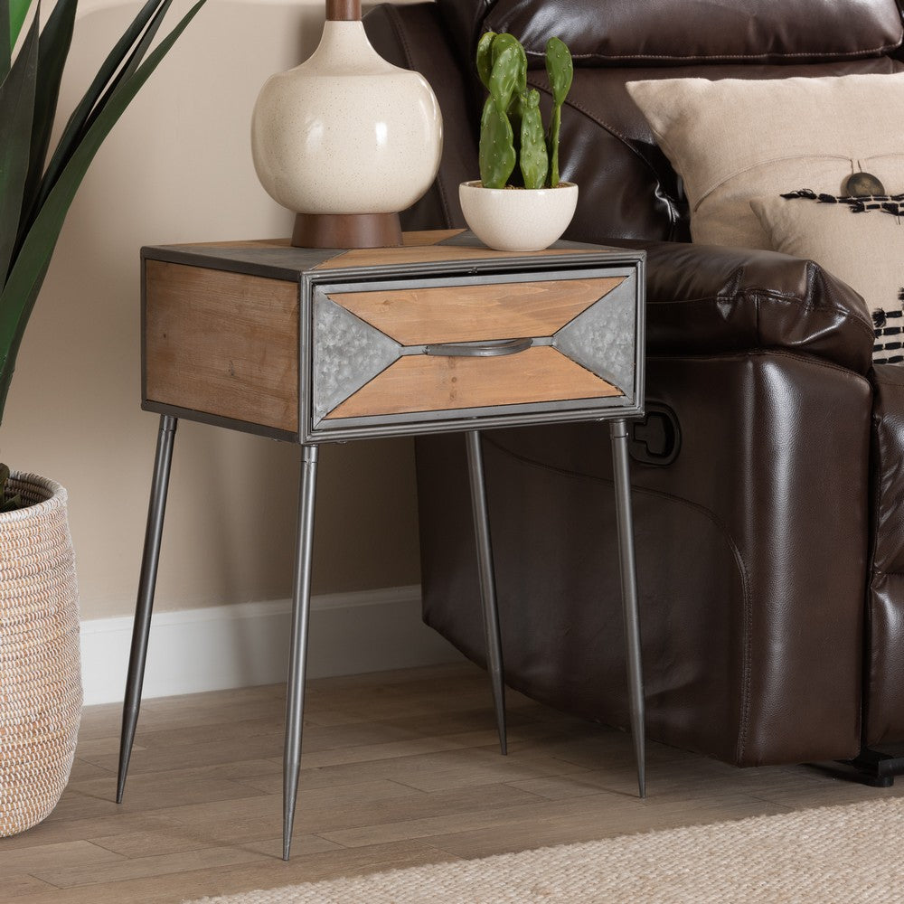 Baxton Studio - Laurel End Table in Grey/Oak Brown - AM19137-Oak/Grey-ET view 7