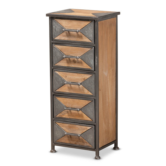 Baxton Studio - Laurel Storage Cabinet in Grey/Oak Brown - AM19134-Oak/Grey-5DW-Cabinet view 1
