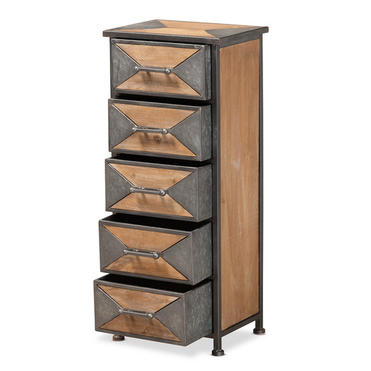 Baxton Studio - Laurel Storage Cabinet in Grey/Oak Brown - AM19134-Oak/Grey-5DW-Cabinet view 2