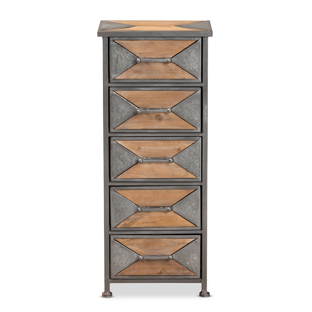 Baxton Studio - Laurel Storage Cabinet in Grey/Oak Brown - AM19134-Oak/Grey-5DW-Cabinet view 3