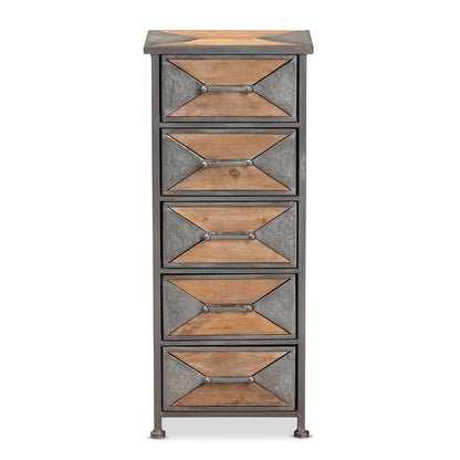 Baxton Studio - Laurel Storage Cabinet in Grey/Oak Brown - AM19134-Oak/Grey-5DW-Cabinet view 3