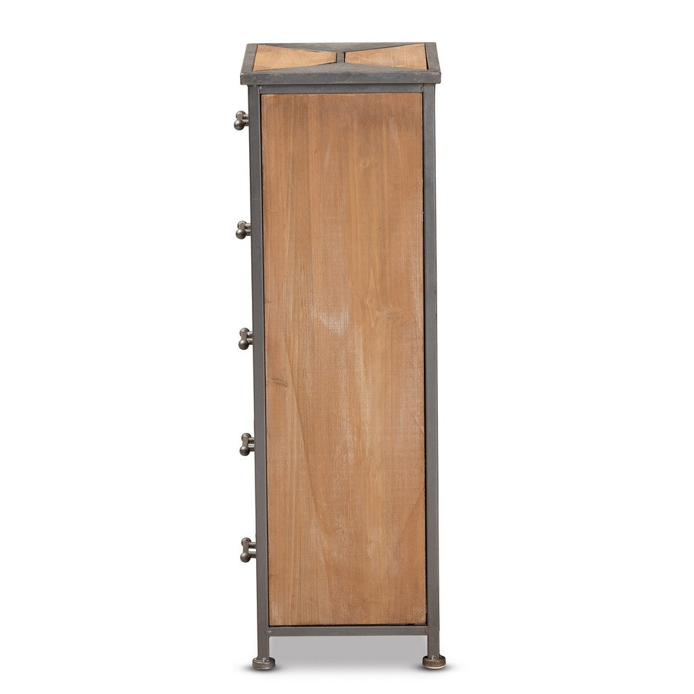 Baxton Studio - Laurel Storage Cabinet in Grey/Oak Brown - AM19134-Oak/Grey-5DW-Cabinet view 4