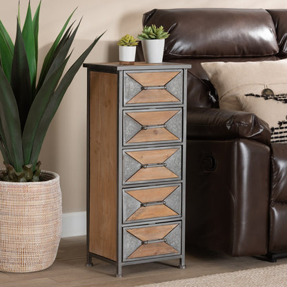 Baxton Studio - Laurel Storage Cabinet in Grey/Oak Brown - AM19134-Oak/Grey-5DW-Cabinet view 6