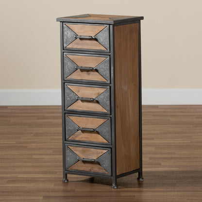 Baxton Studio - Laurel Storage Cabinet in Grey/Oak Brown - AM19134-Oak/Grey-5DW-Cabinet view 7
