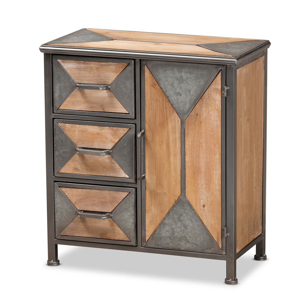 Baxton Studio - Laurel Storage Cabinet in Grey/Oak Brown - AM19136-Oak/Grey-Cabinet view 1