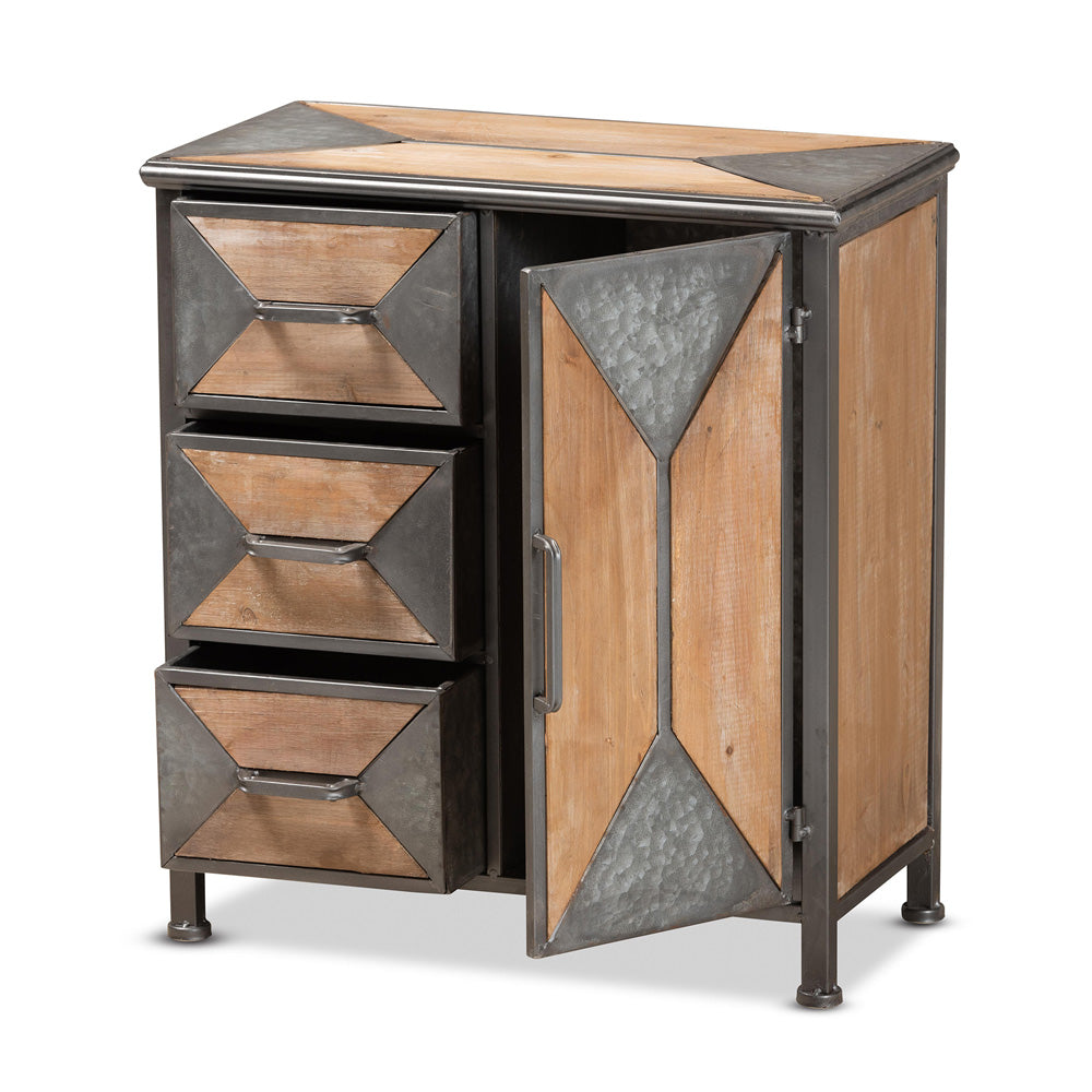 Baxton Studio - Laurel Storage Cabinet in Grey/Oak Brown - AM19136-Oak/Grey-Cabinet view 2