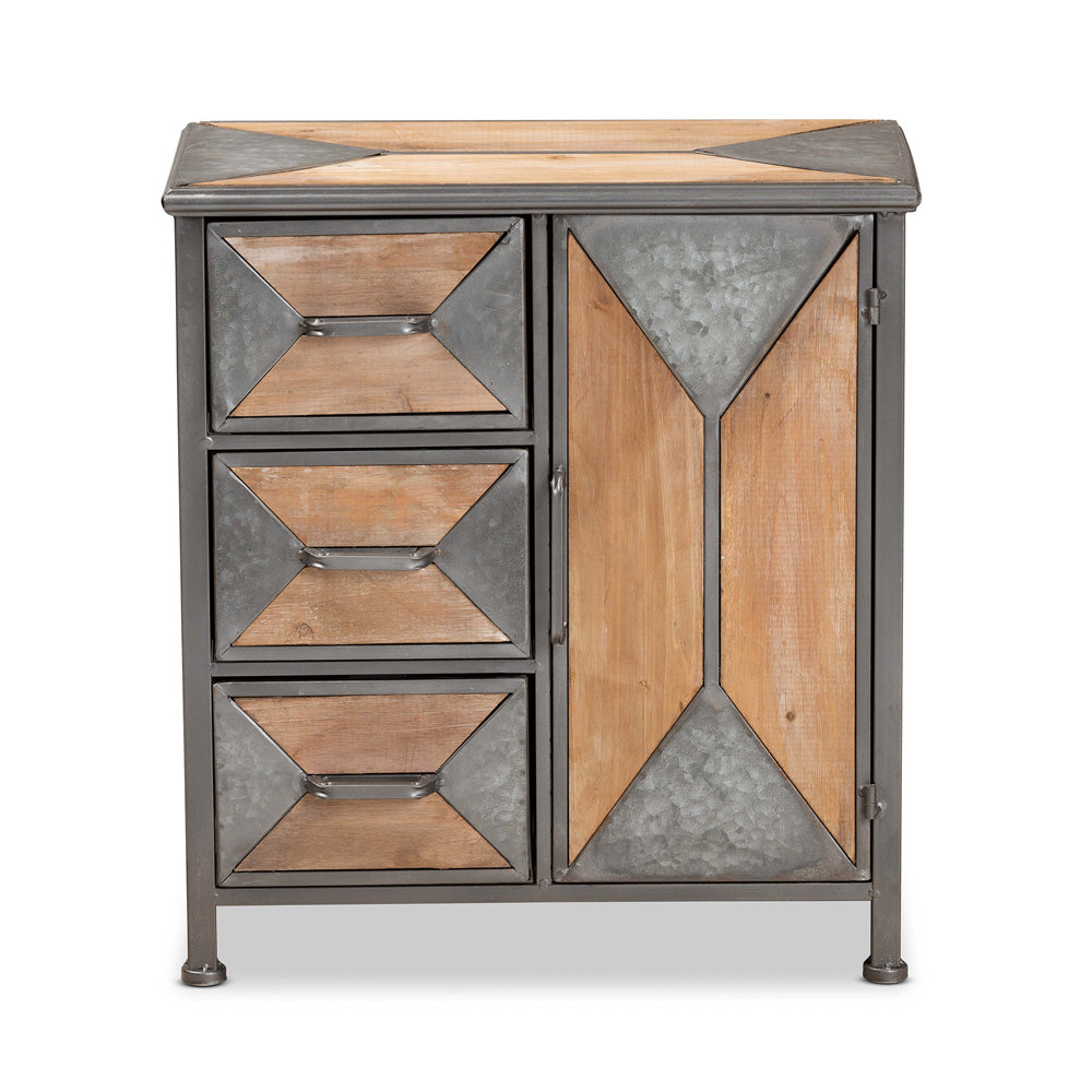 Baxton Studio - Laurel Storage Cabinet in Grey/Oak Brown - AM19136-Oak/Grey-Cabinet view 3