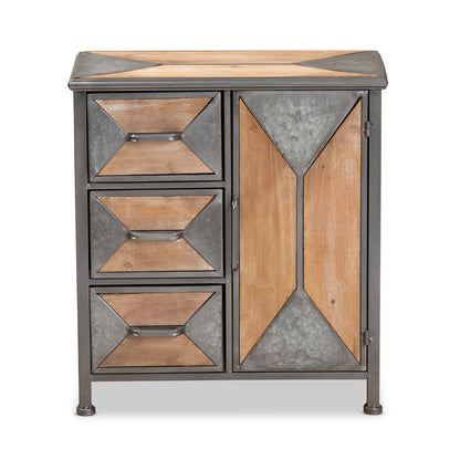 Baxton Studio - Laurel Storage Cabinet in Grey/Oak Brown - AM19136-Oak/Grey-Cabinet view 3