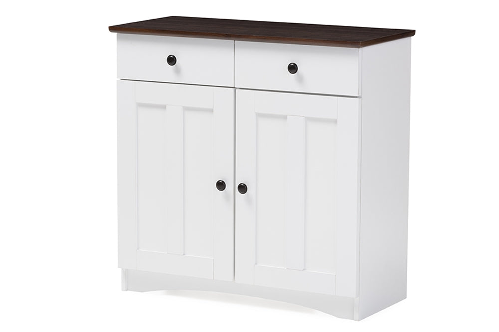 Baxton Studio - Lauren Kitchen Storage Cabinet in White/Wenge - DR 883400-White/Wenge view 1