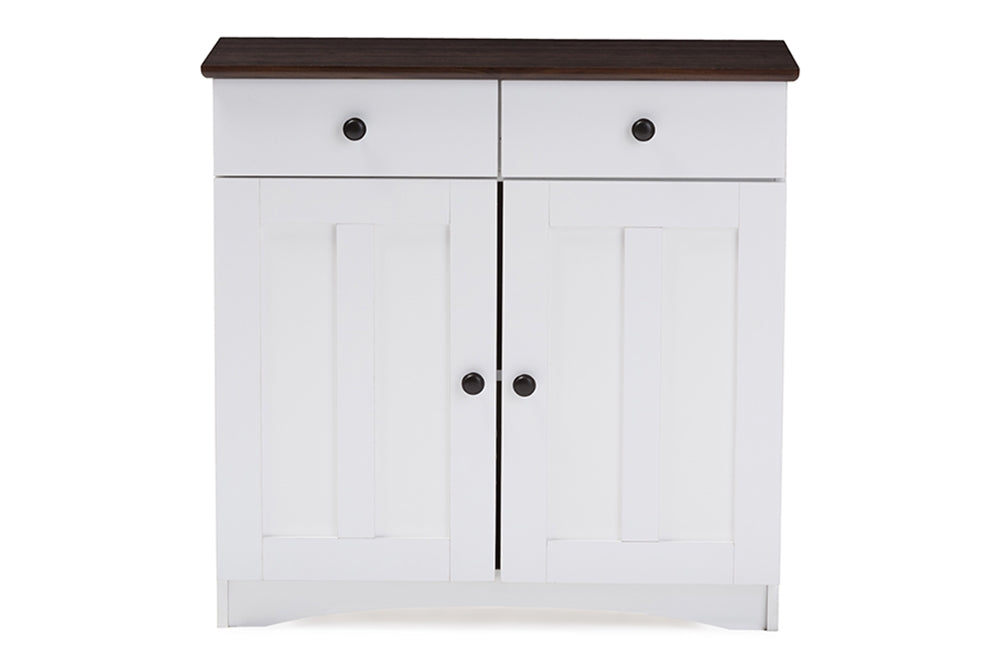 Baxton Studio - Lauren Kitchen Storage Cabinet in White/Wenge - DR 883400-White/Wenge view 2