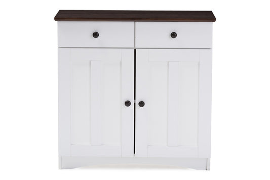 Baxton Studio - Lauren Kitchen Storage Cabinet in White/Wenge - DR 883400-White/Wenge view 2